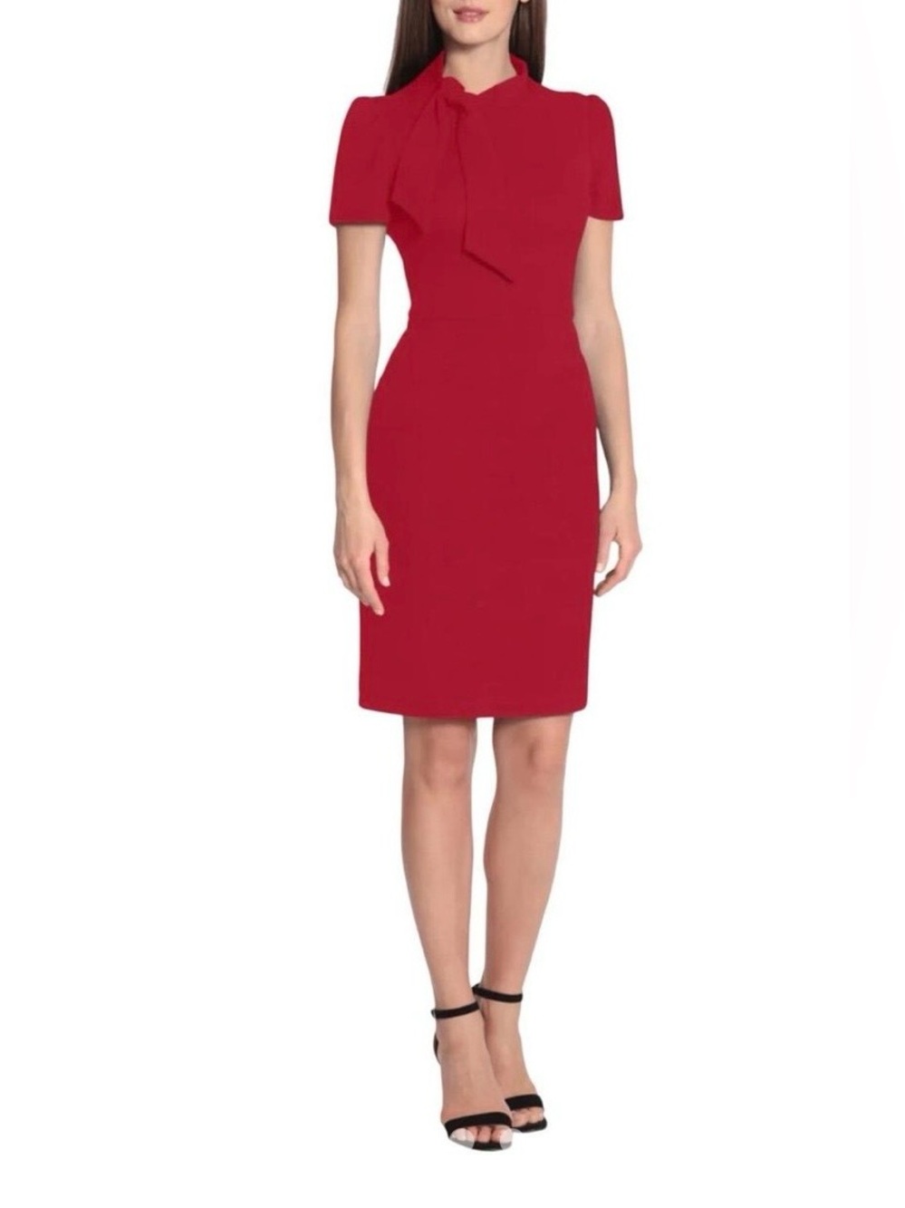 Maggie London Classic Red Bow-Accent Sheath Dress - Women